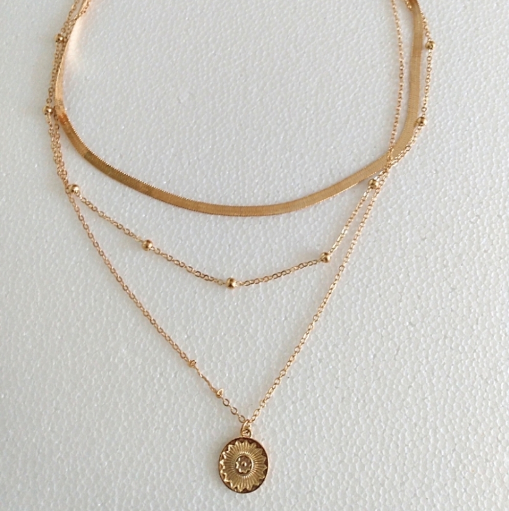 Triple Layer Medallion Coin Necklace - Picture 3 of 6